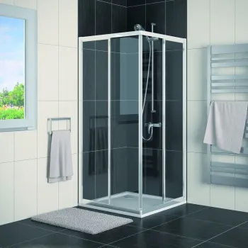 Cabina de dus patrata 100x100 cm, crom, cu usi glisante, Eco-Line SanSwiss imagine