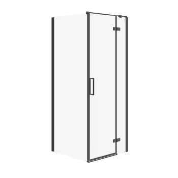 Cabina de dus patrata 80x80 cm Cersanit Jota, negru mat cu usa batanta stanga imagine