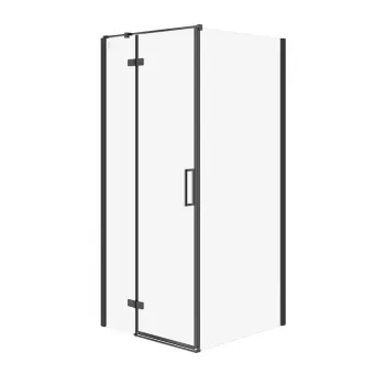 Cabina de dus patrata 90x90 cm Cersanit Jota, negru mat cu usa batanta dreapta imagine