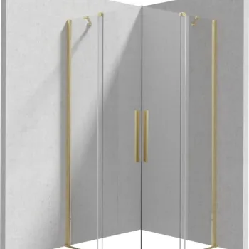 Cabina de dus patrata, cu usi batante, 90x90 cm, profil auriu, Deante Kerria Plus imagine