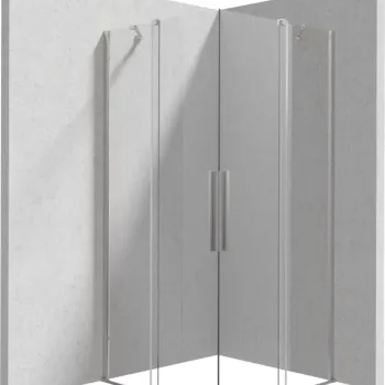 Cabina de dus patrata, cu usi batante, 90x90 cm, profil otel slefuit, Deante Prizma imagine