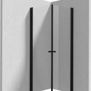 Cabina de dus patrata, cu usi batante in V, 80x80 cm, profil negru, Deante Kerria Plus imagine