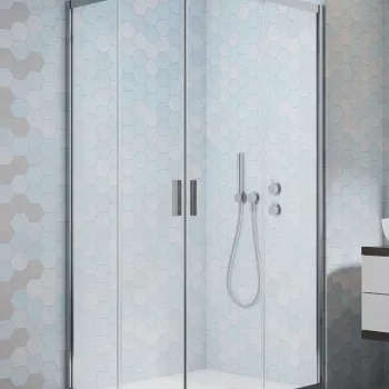 Cabina de dus patrata Radaway Alienta C 80x80x190 cm, crom, sticla 5 mm, usi culisante imagine
