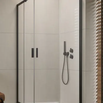 Cabina de dus patrata Radaway Alienta C 80x80x190 cm, gunmetal periat, sticla 5 mm, usi culisante imagine