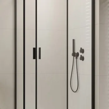 Cabina de dus patrata Radaway Alienta C 90x90x190 cm, negru, sticla 5 mm, usi culisante imagine