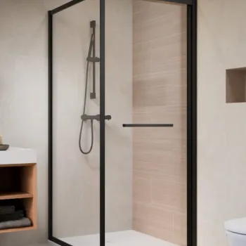 Cabina de dus patrata Radaway Alienta SD I 90x90x200,6 cm, negru, sticla 6 mm, usi culisante imagine