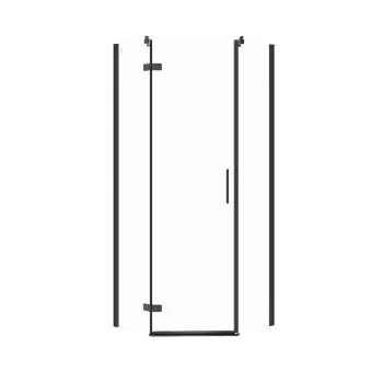 Cabina de dus pentagonala 80x80 cm Cersanit Jota, negru mat cu usa batanta dreapta imagine