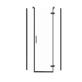 Cabina de dus pentagonala 80x80 cm Cersanit Jota, negru mat cu usa batanta stanga imagine
