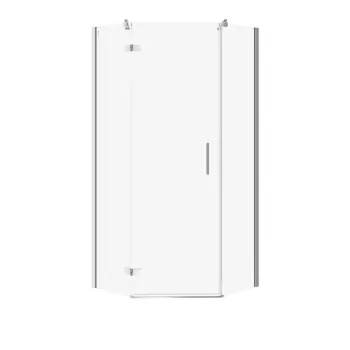 Cabina de dus pentagonala 90x90 cm Cersanit Jota, crom cu usa batanta dreapta imagine