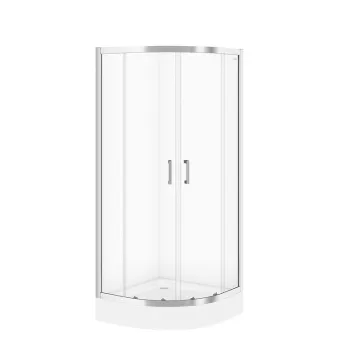 Cabina de dus semirotunda 80x80 cm Cersanit Basic, crom imagine