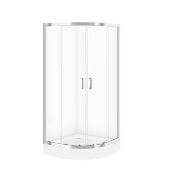 Cabina de dus semirotunda 90x90 cm Cersanit Basic, crom imagine