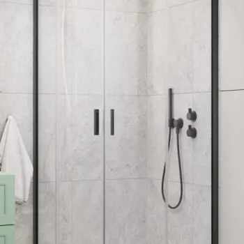 Cabina de dus semirotunda Radaway Alienta A 80x80x190 cm, gunmetal periat, sticla 5 mm, usi culisante imagine