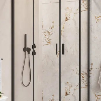 Cabina de dus semirotunda Radaway Alienta A 80x80x190 cm, negru, sticla 5 mm, usi culisante imagine