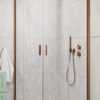 Cabina de dus semirotunda Radaway Alienta A 90x90x190 cm, cupru periat, sticla 5 mm, usi culisante imagine