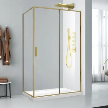 Cabina dus aurie 100x80 cm sticla securizata 6 mm Mediterraneo, Petra Gold imagine