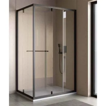 Cabina dus cu usa glisant,  rotativ, 120 x 80 cm, negru mat, Kolpasan, Stellar Uni imagine