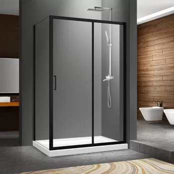 Cabina dus dreptunghiulara neagra 100x80 cm Mediterraneo, Iris Black imagine