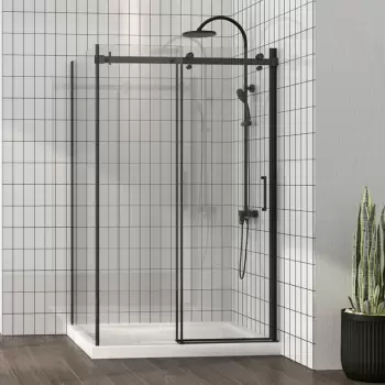 Cabina dus dreptunghiulara neagra 120x90 cm Mediterraneo, Panda Black imagine