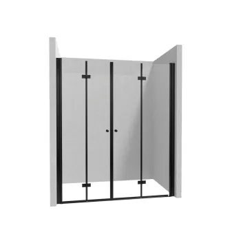 Cabina dus neagra formata din 2 usi rabatabile, 140x200 cm, Keria Plus, Deante imagine