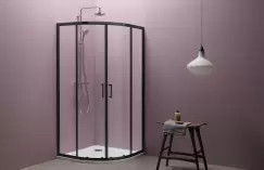 Cabina dus semirotunda 90x90 cm neagra KolpaSan, Eco Quat imagine