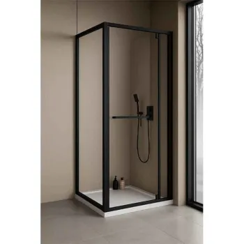 Cabina dus usa glisant,  rotativ 90 x 90 cm, negru mat, Kolpasan, Stellar Uni imagine