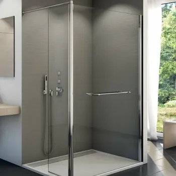 Cabina dus Walk-in SanSwiss 100x200 cm cu perete lateral de 40cm Fun imagine