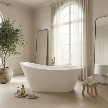 Cada baie freestanding 150 x 75 cm, ovala cu preaplin, Diva Foglia Resigilata imagine