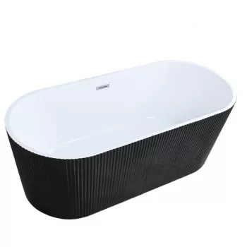 Cada baie freestanding 170 x 75 cm, forma ovala, 3D negru cu alb Scarlet Foglia imagine