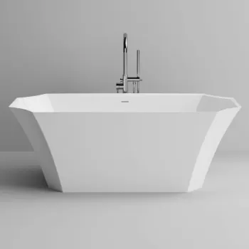 Cada baie freestanding asimetrica, compozit, 170 x 81 cm, Cast Marble Novara imagine