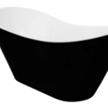 Cada baie freestanding asimetrica, compozit, negru alb, 160x70 cm, Besco Viya imagine