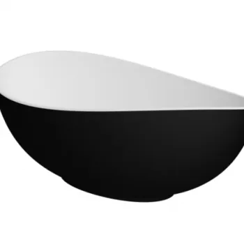 Cada baie freestanding Besco Siya, 172x100 cm, negru alb mat imagine