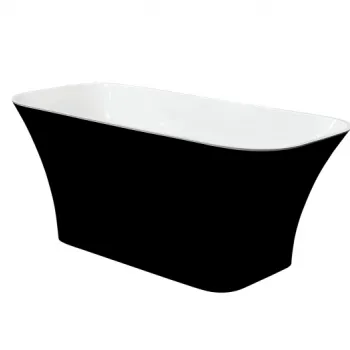 Cada baie freestanding dreptunghiulara, compozit, negru alb, 160x70 cm, Besco Assos imagine