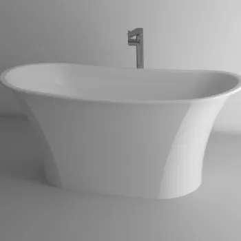 Cada baie freestanding ovala, compozit, 158 x 74 cm, Cast Marble Rimini imagine