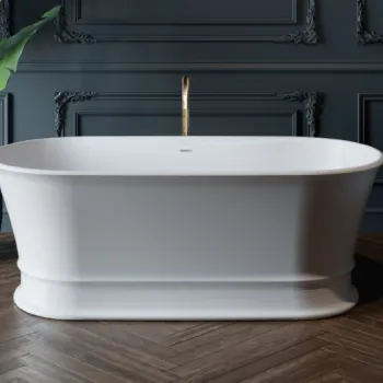 Cada baie freestanding ovala, compozit, cu preaplin, 170 x 84 cm, Foglia Clasic Elegante imagine