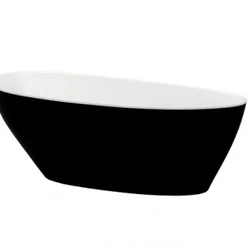 Cada baie freestanding ovala, compozit, negru alb, 142x62 cm, Besco Goya BlackWhite imagine