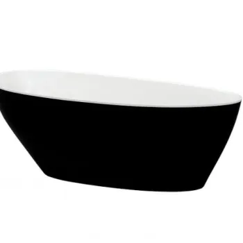 Cada baie freestanding ovala, compozit, negru alb, 160x70 cm, Besco Goya BlackWhite imagine