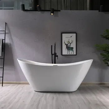 Cada baie freestanding slim 150 x 77 cm, ovala cu preaplin, Bella Foglia imagine