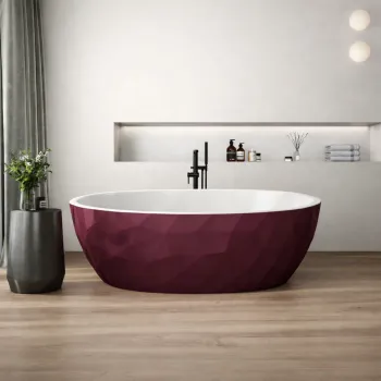 Cada freestanding burgundy, compozit 3D, ovala 167 x 82 cm, Foglia Armonia imagine