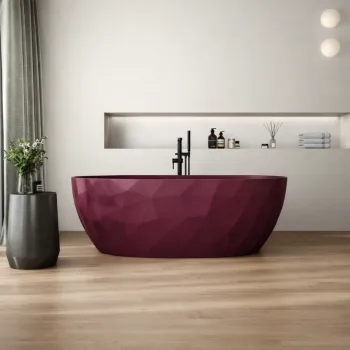 Cada freestanding burgundy, compozit 3D, ovala 167 x 82 cm, Foglia Ovale imagine