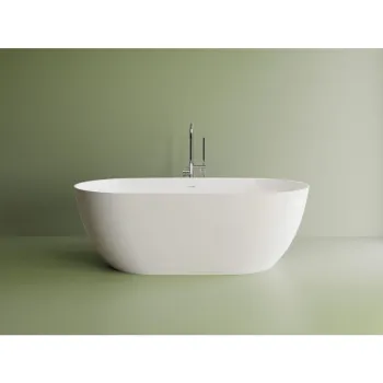 Cada freestanding compozit Marmite Lagos, 150 x 73 cm, ovala, alb lucios imagine