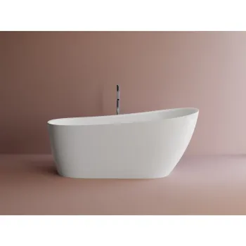 Cada freestanding compozit Marmite Santorini, 159 x 73 cm, ovala, alb lucios imagine