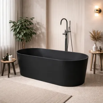 Cada freestanding compozit, negru mat, 180x76 cm, Foglia Terra imagine