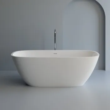 Cada freestanding dreptunghiulara, compozit alb mat, interior lucios, 150x73.6x50.7 cm, Foglia Aura imagine