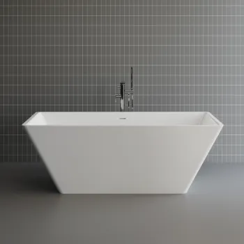 Cada freestanding dreptunghiulara, compozit alb mat, interior lucios, 168x82.9x60.5 cm, Foglia Imperia imagine