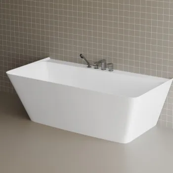 Cada freestanding dreptunghiulara, compozit alb mat, interior lucios,170x85.5x58 cm, Foglia Grace imagine