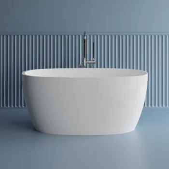 Cada freestanding ovala, compozit alb lucios, 140x70x61.5 cm Foglia Nova imagine