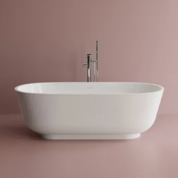 Cada freestanding ovala, compozit alb lucios, 158x73x49.5 cm, Foglia Privee imagine