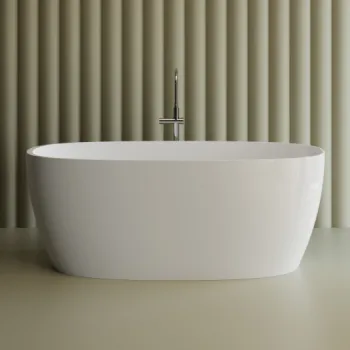 Cada freestanding ovala, compozit alb lucios, 160x70x61.5 cm Foglia Nova imagine