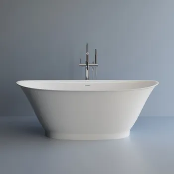 Cada freestanding ovala, compozit alb lucios 163x80x60 cm, Foglia Prisma imagine