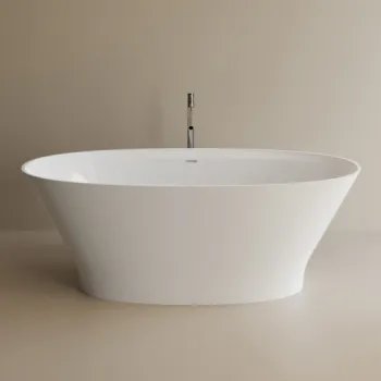 Cada freestanding ovala, compozit alb lucios, 167.7x81.3x60.5 cm, Foglia Classe imagine